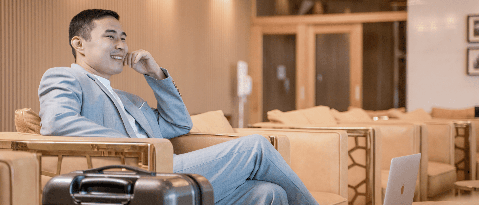 Person Relaxing at Airport